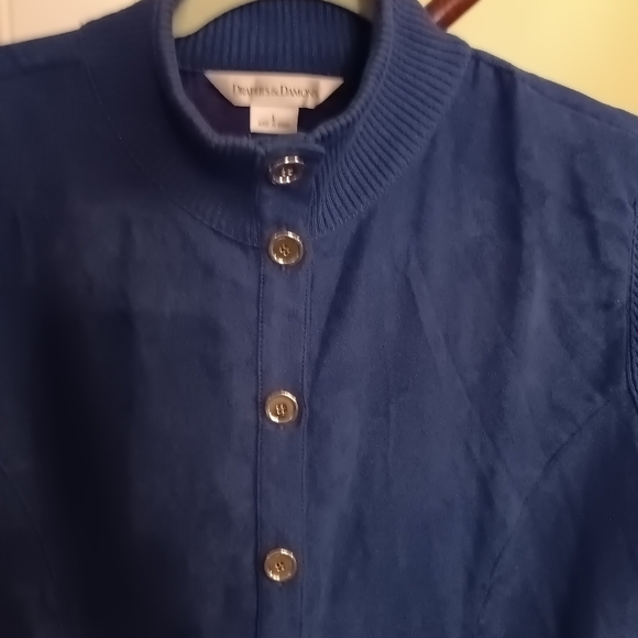 Drapers and Damon's Large Colbalt Blue  Suede Sweater with ribbed Sleeves - Picture 4 of 6